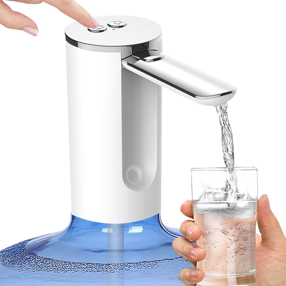 Supvox Cordless Electric Water Pump - with Fold Down Spout Universal Water Bottle Pump Dispenser for 1-5 Gallon Water Can Automatic Water Bottle Pump for Home Office Camping(Whit) Supvox Cordless Electric Water Pump - with Fold Down Spout Universal Water Bottle Pump Dispenser for 1-5 Gallon Water Can Automatic Water Bottle Pump for Home Office Camping(Whit)